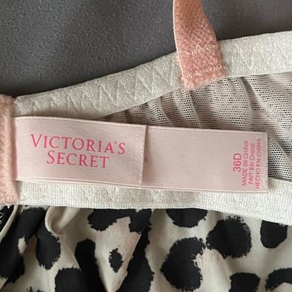 Victoria's Secret Nightgown Bustier Pink Cheetah Adj Straps Lace Details sz 36D - Picture 8 of 9